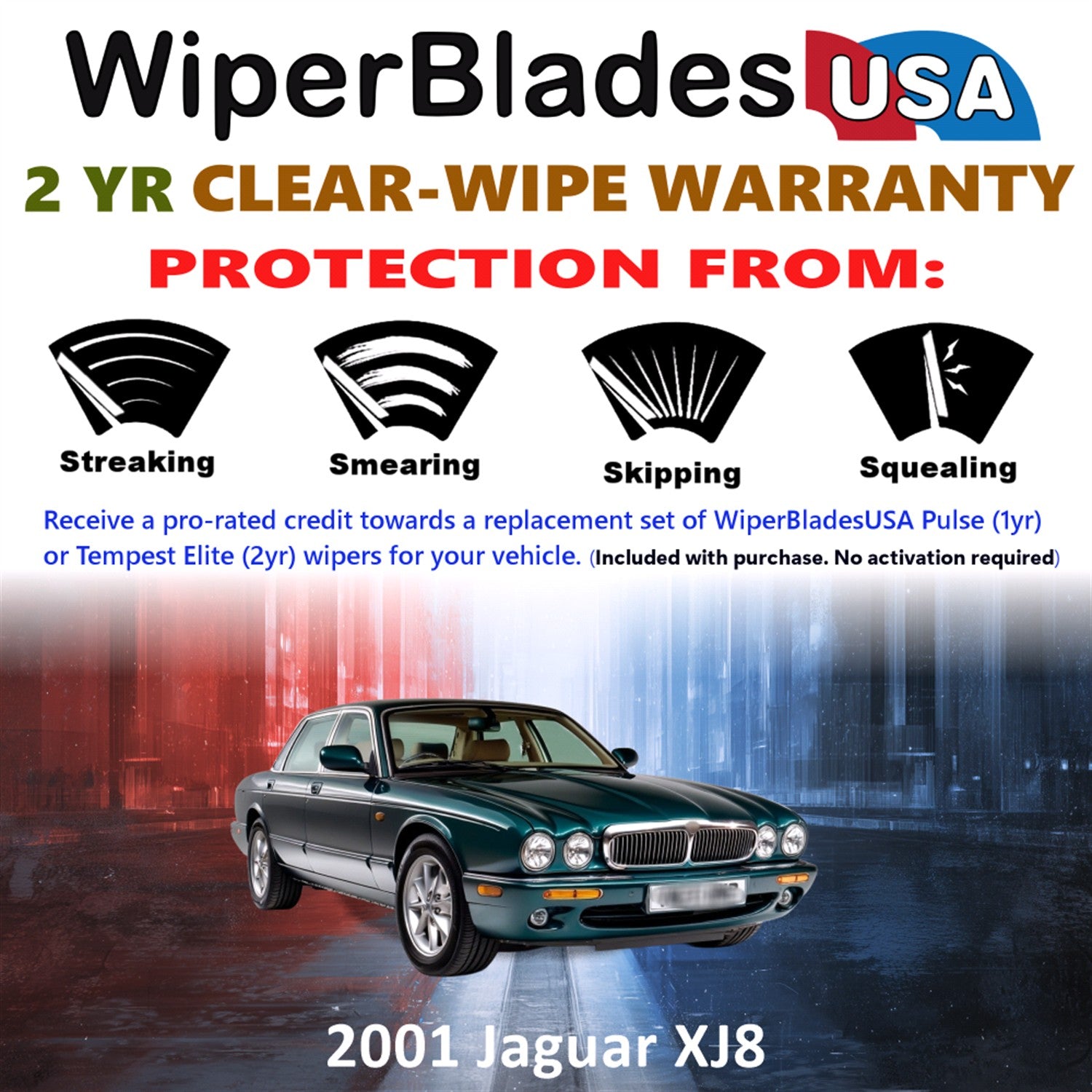 2001 Jaguar XJ8 Front Wiper blades Set  Includes 2yr Wear Warranty & Free Delivery