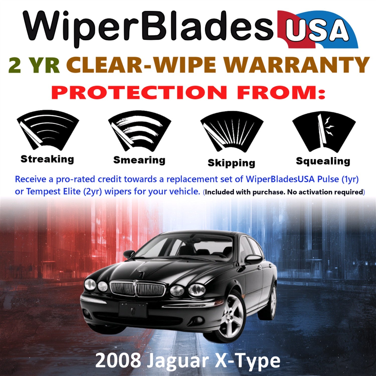 2008 Jaguar X-Type Front Wiper blades Set  Includes 2yr Wear Warranty & Free Delivery