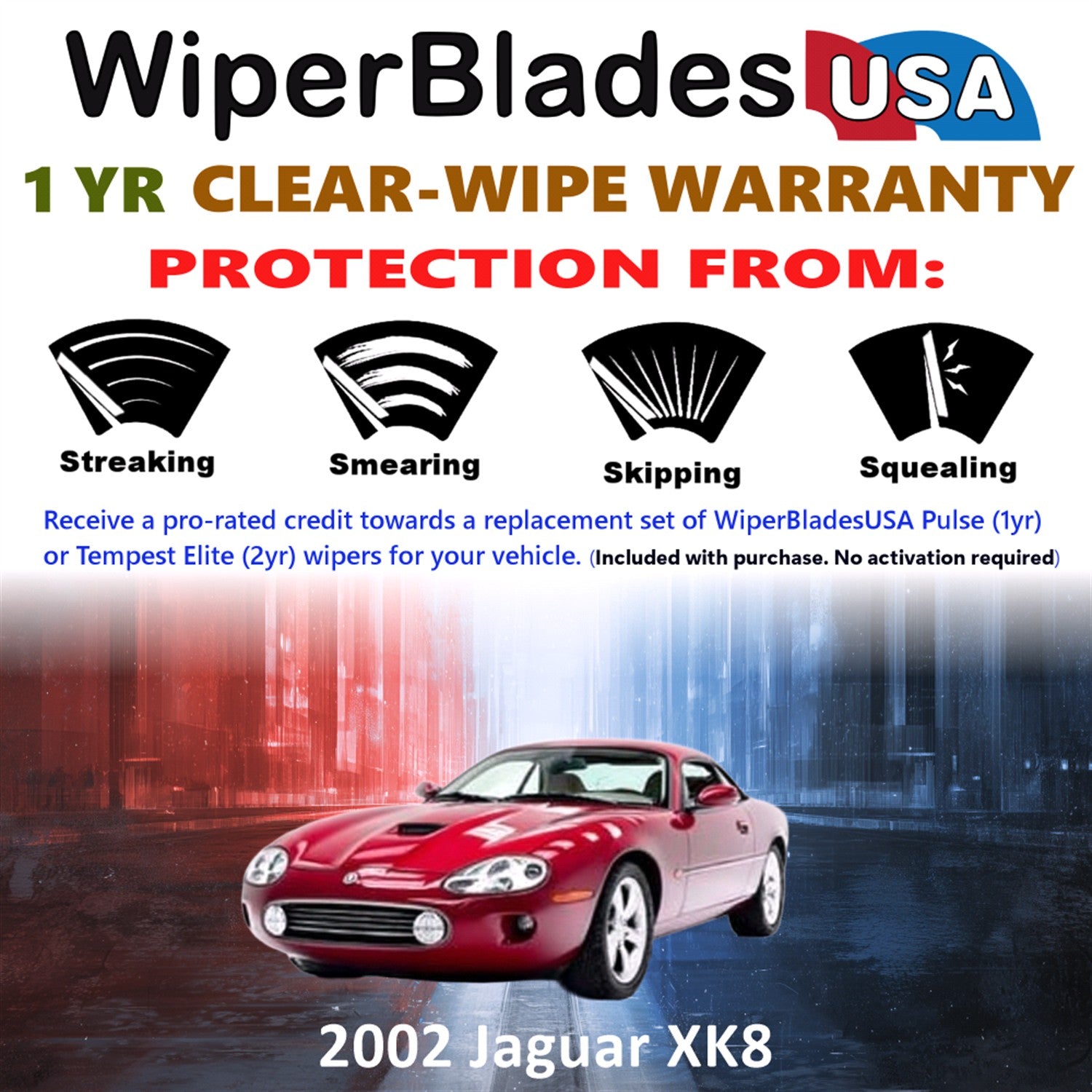 2002 Jaguar XK8 Front Wiper blades Set Includes 1yr Wear Warranty & Free Delivery