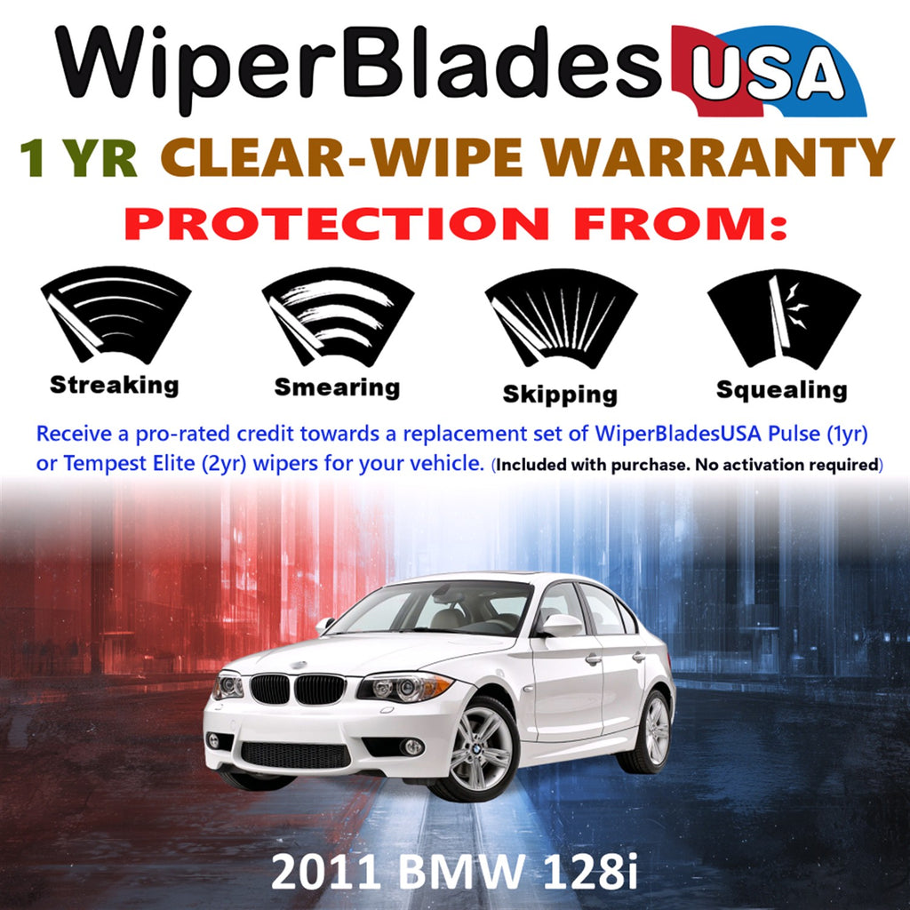 2011 BMW 128i Front Wiper blades Set Includes 1yr Wear Warranty & Free Delivery