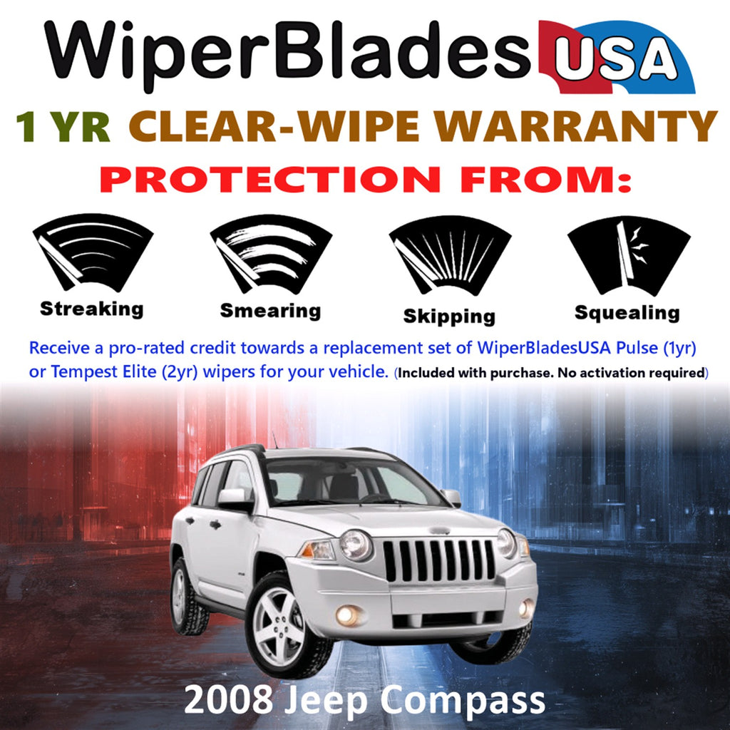 2008 Jeep Compass Front Wiper blades Set Includes 1yr Wear Warranty & Free Delivery