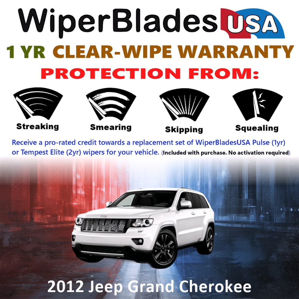 2012 Jeep Grand Cherokee Front Wiper blades Set Includes 1yr Wear Warranty & Free Delivery