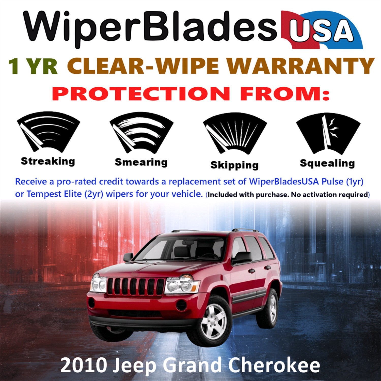 2010 Jeep Grand Cherokee Front Wiper blades Set Includes 1yr Wear Warranty & Free Delivery