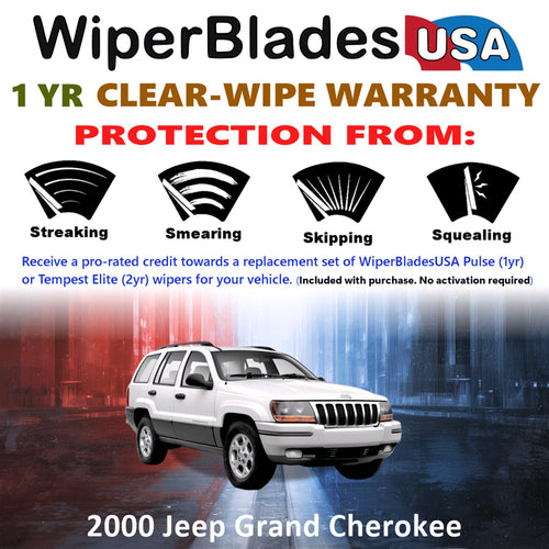 2000 Jeep Grand Cherokee Front Wiper blades Set Includes 1yr Wear Warranty & Free Delivery