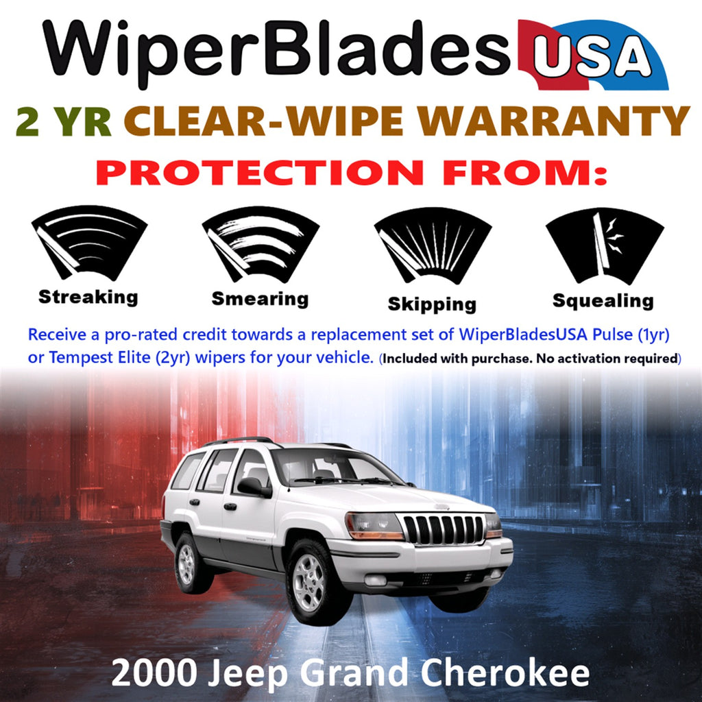 2000 Jeep Grand Cherokee Front Wiper blades Set  Includes 2yr Wear Warranty & Free Delivery