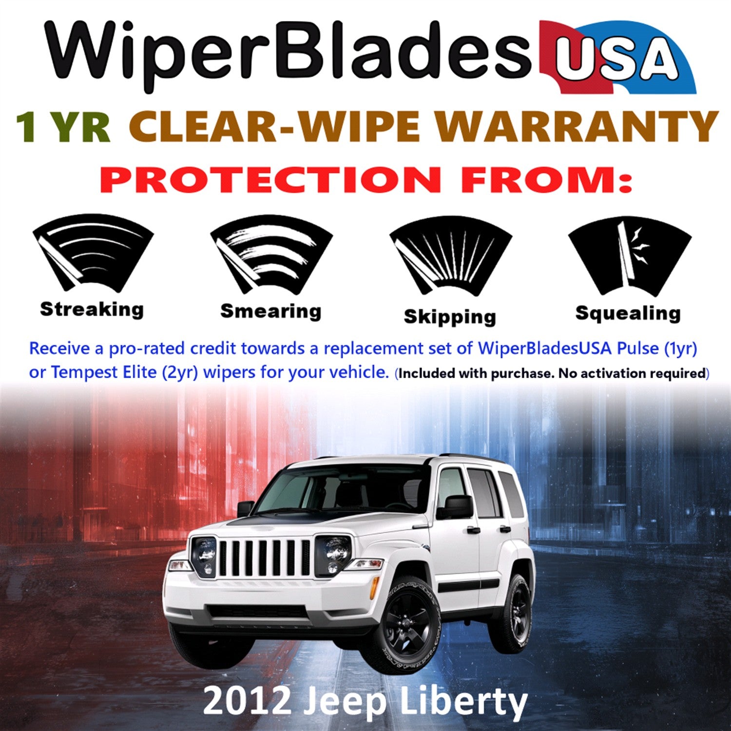 2012 Jeep Liberty Front Wiper blades Set Includes 1yr Wear Warranty & Free Delivery