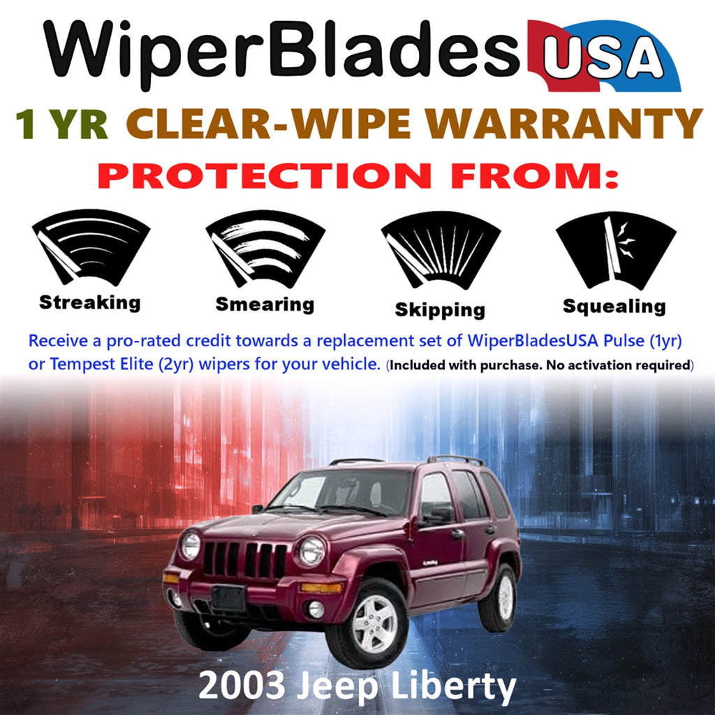 2003 Jeep Liberty Front Wiper blades Set Includes 1yr Wear Warranty & Free Delivery