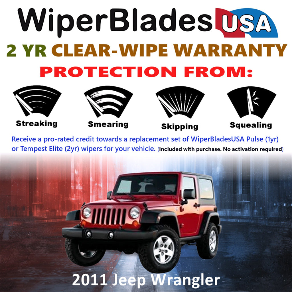 2011 Jeep Wrangler Front Wiper blades Set  Includes 2yr Wear Warranty & Free Delivery