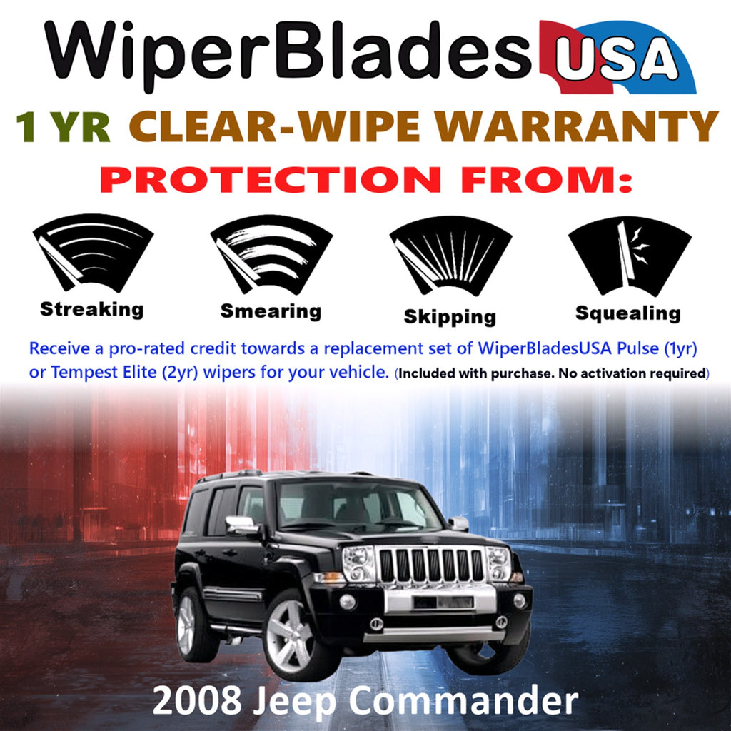 2008 Jeep Commander Front w/Rear Wiper blades Set Includes 1yr Wear Warranty & Free Delivery