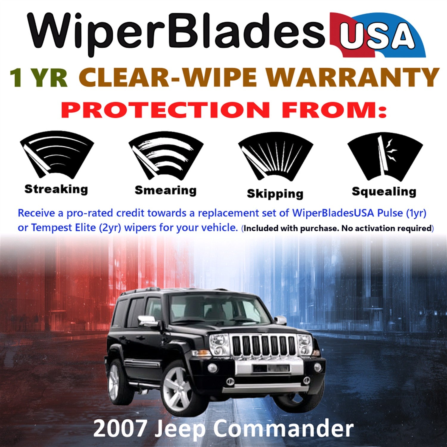 2007 Jeep Commander Front w/Rear Wiper blades Set Includes 1yr Wear Warranty & Free Delivery