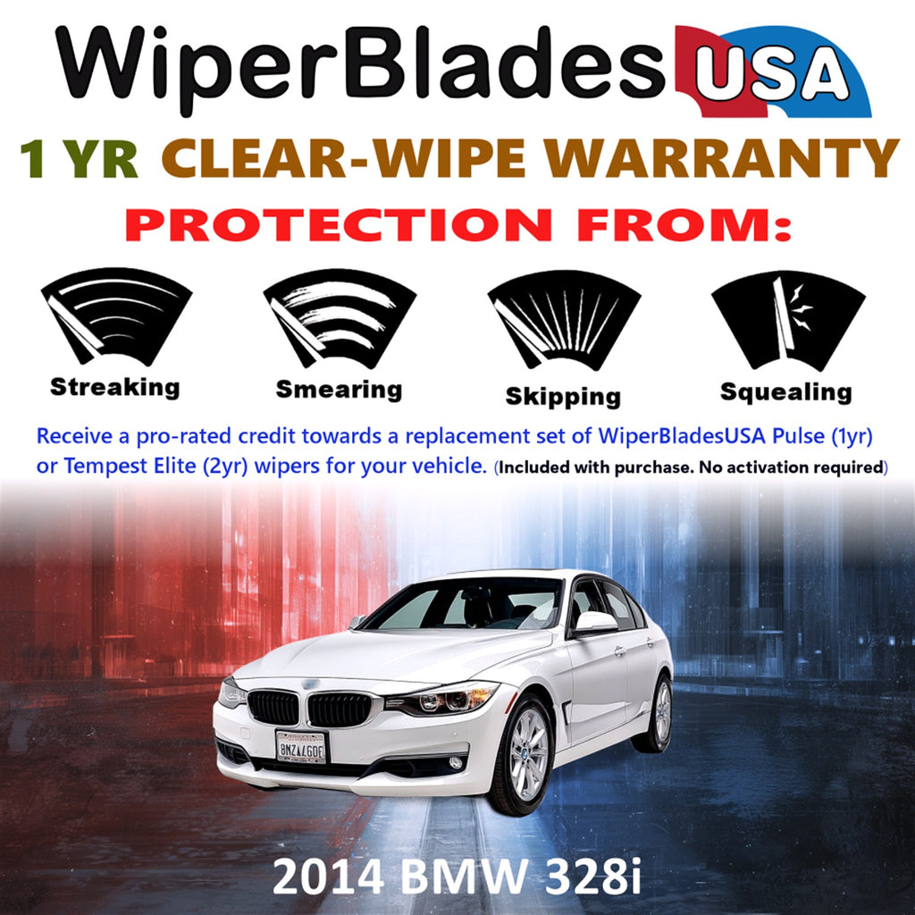 2014 BMW 328i Front Wiper blades Set Includes 1yr Wear Warranty & Free Delivery