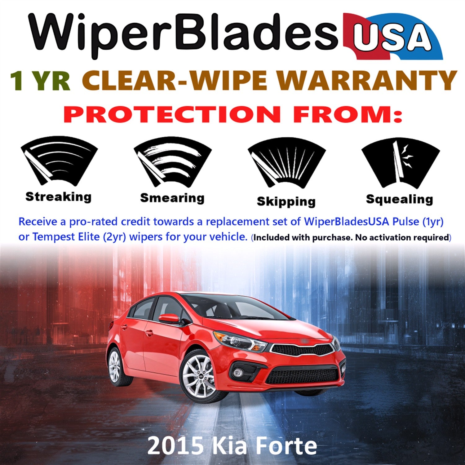 2015 Kia Forte Front Wiper blades Set Includes 1yr Wear Warranty & Free Delivery