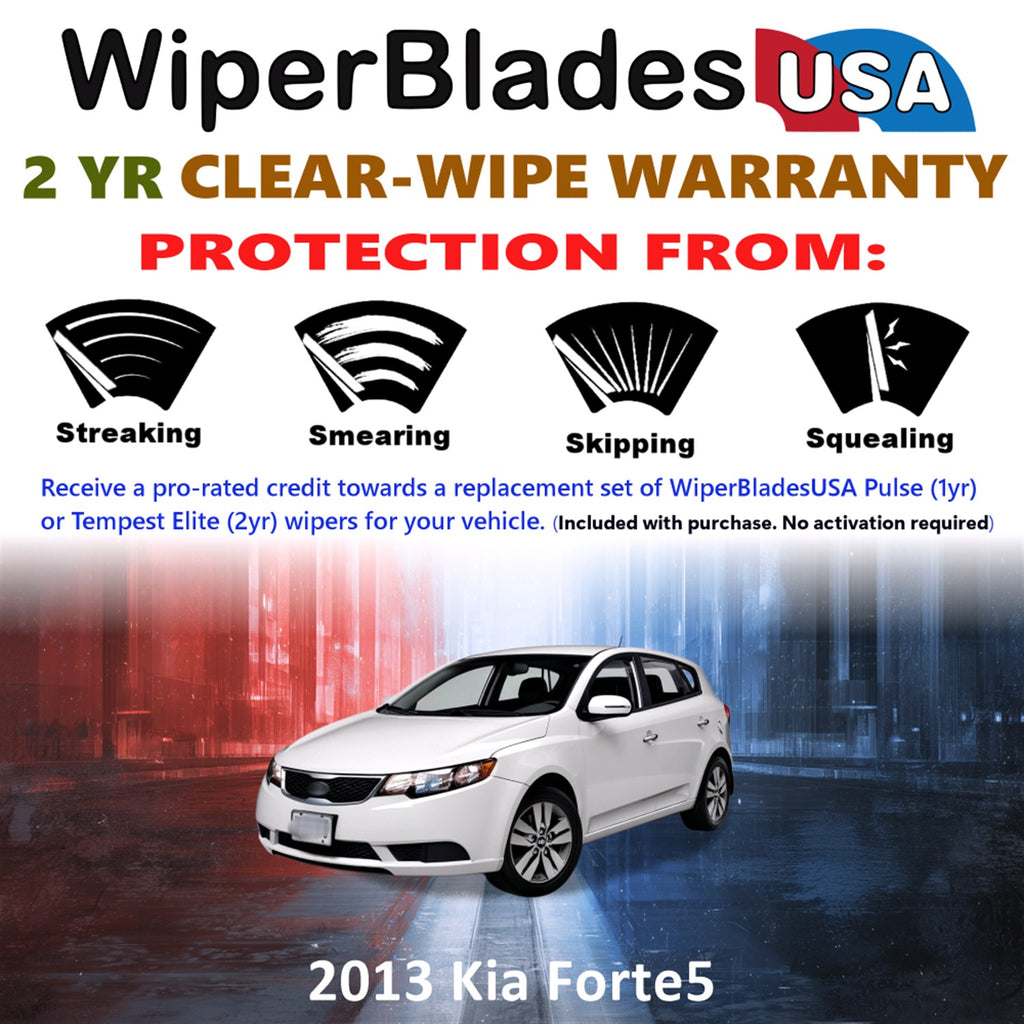 2013 Kia Forte5 Front w/Rear Wiper blades Set  Includes 2yr Wear Warranty & Free Delivery