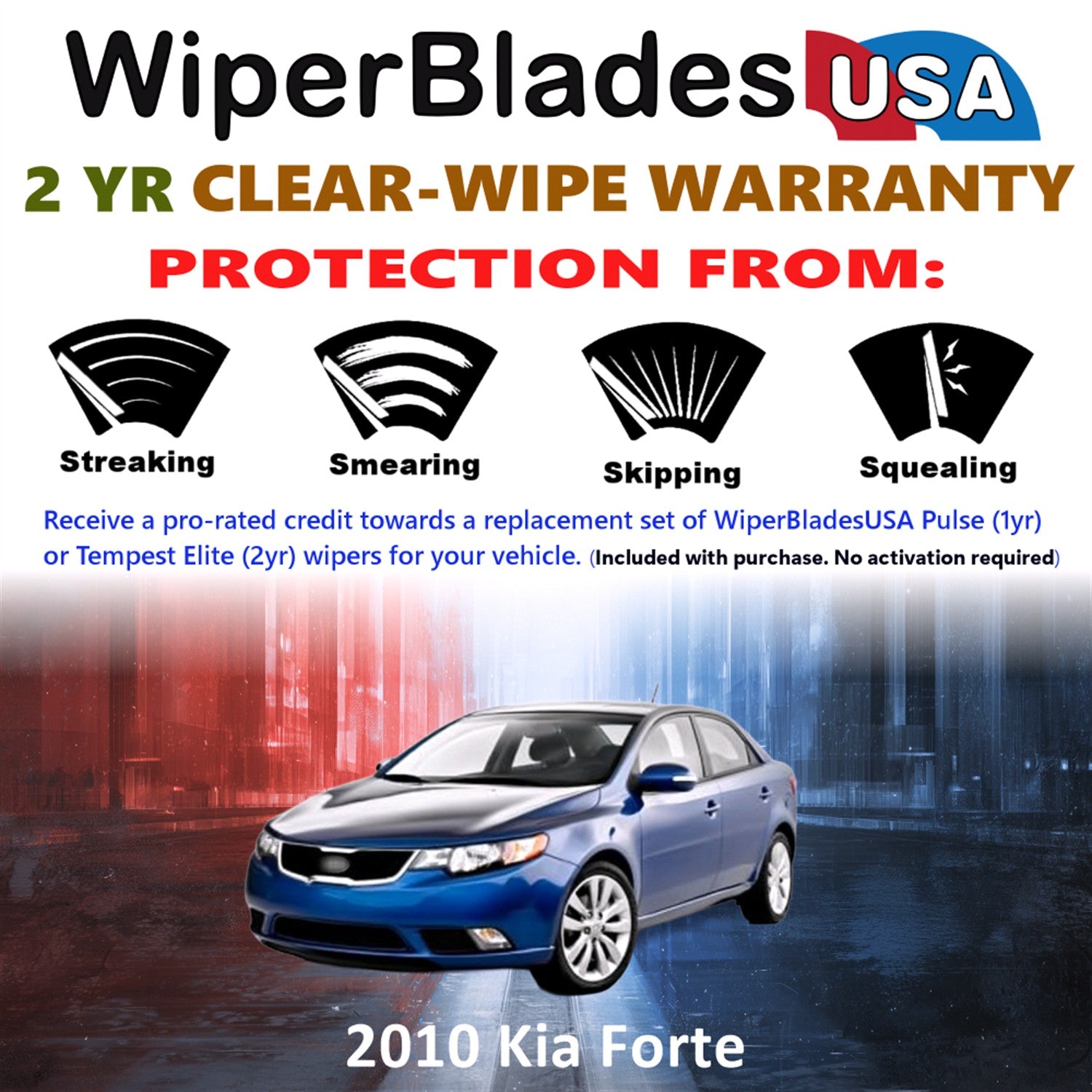 2010 Kia Forte Front Wiper blades Set  Includes 2yr Wear Warranty & Free Delivery