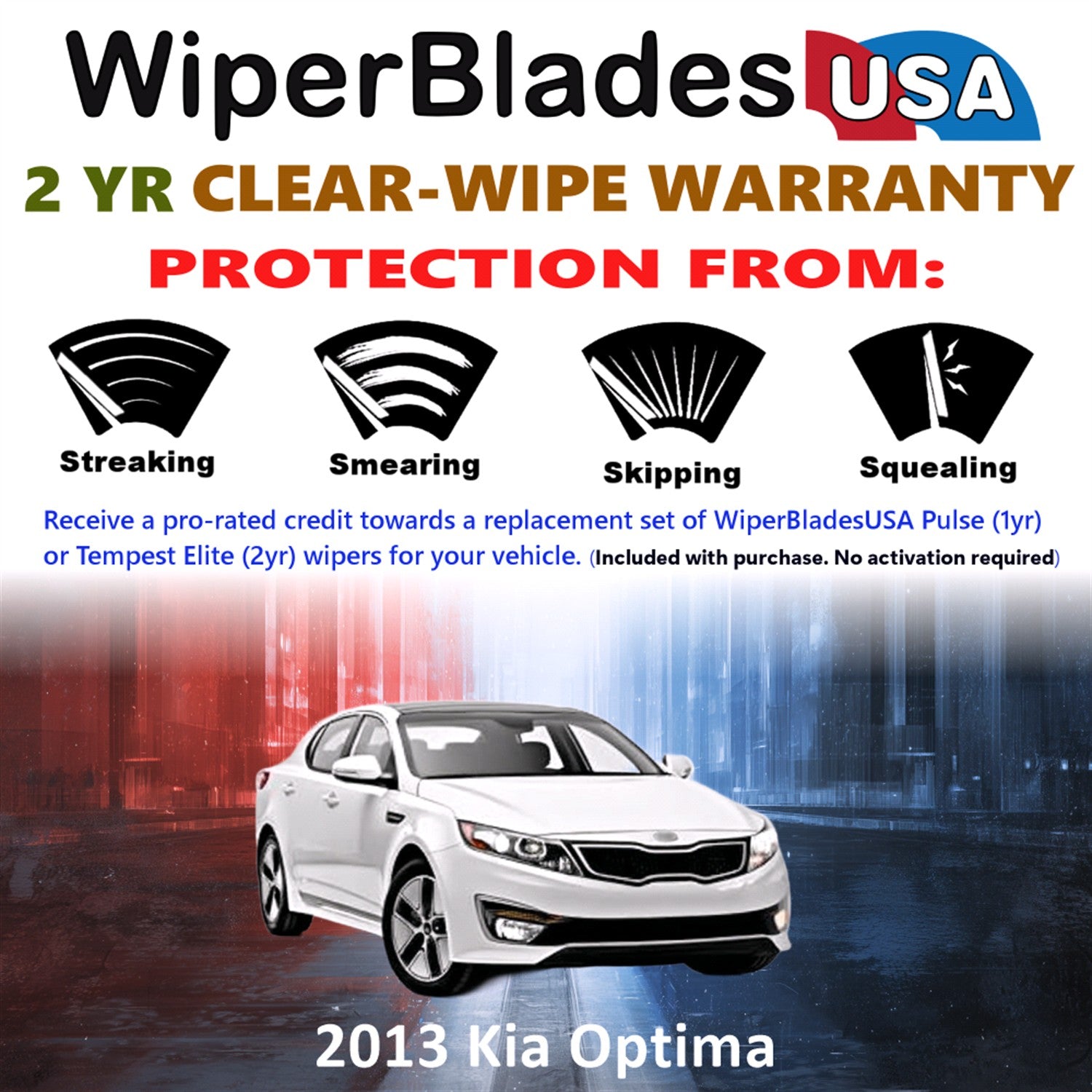 2013 Kia Optima Front Wiper blades Set  Includes 2yr Wear Warranty & Free Delivery