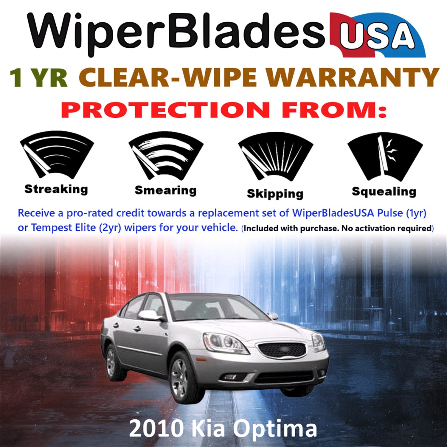 2010 Kia Optima Front Wiper blades Set Includes 1yr Wear Warranty & Free Delivery