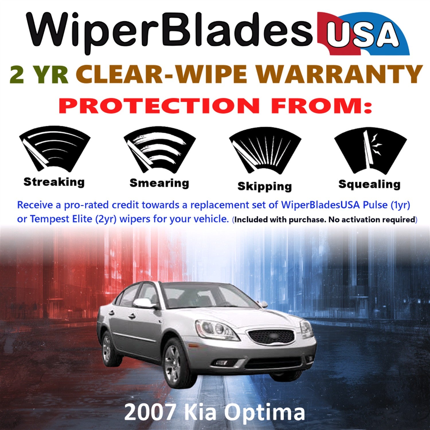 2007 Kia Optima Front Wiper blades Set  Includes 2yr Wear Warranty & Free Delivery