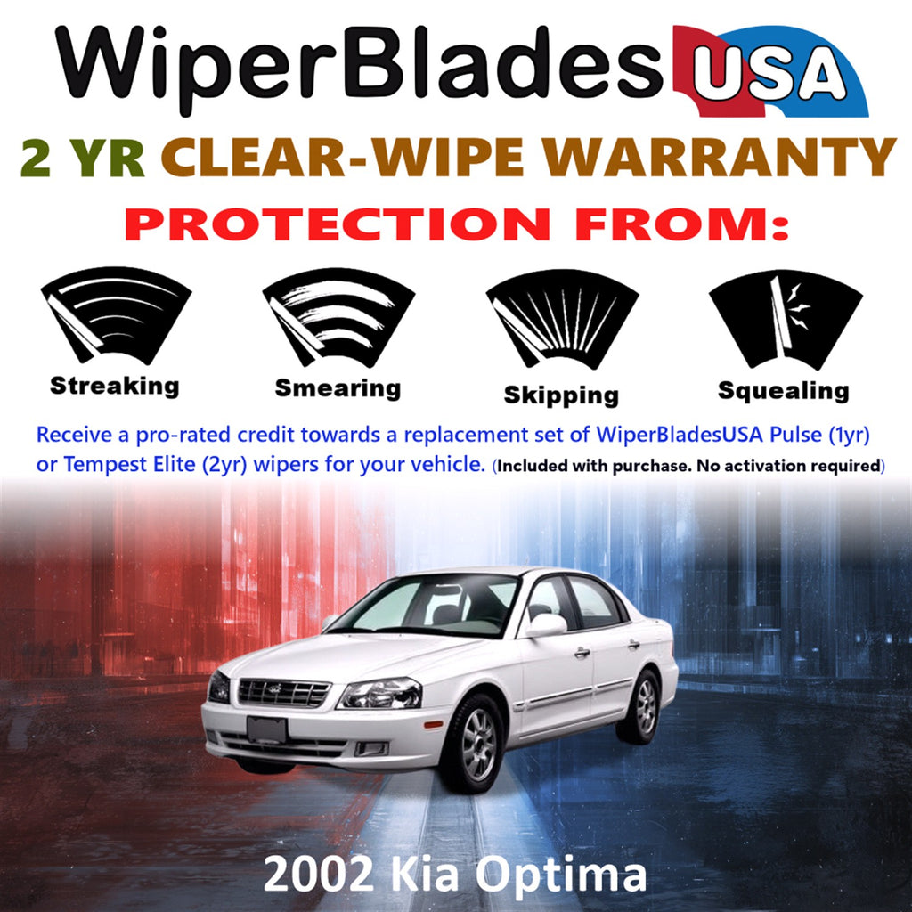 2002 Kia Optima Front Wiper blades Set  Includes 2yr Wear Warranty & Free Delivery