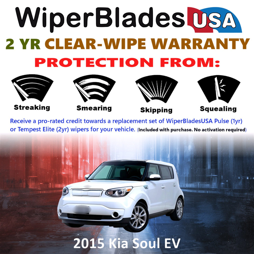 2015 Kia Soul EV Front w/Rear Wiper blades Set  Includes 2yr Wear Warranty & Free Delivery