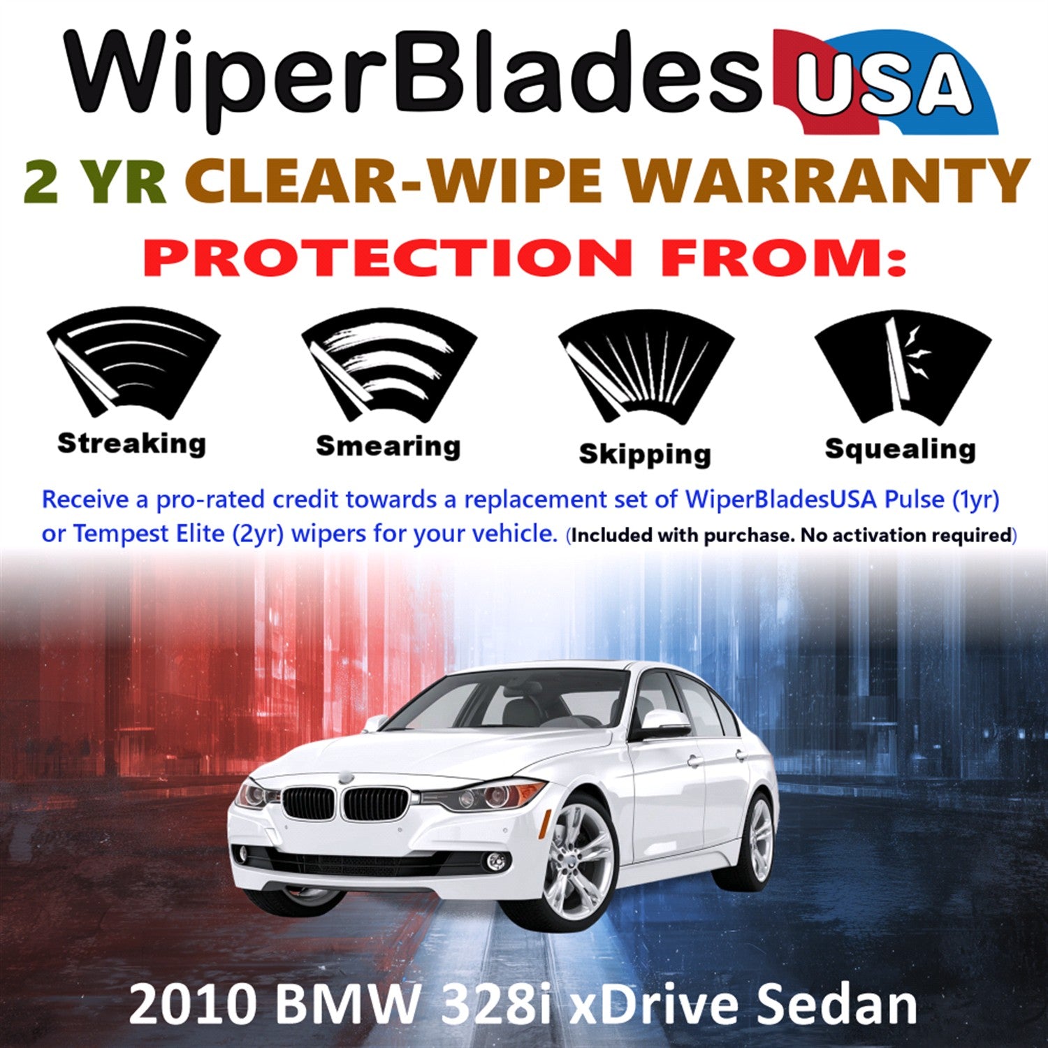 2010 BMW 328i xDrive Front Wiper blades Set  Includes 2yr Wear Warranty & Free Delivery
