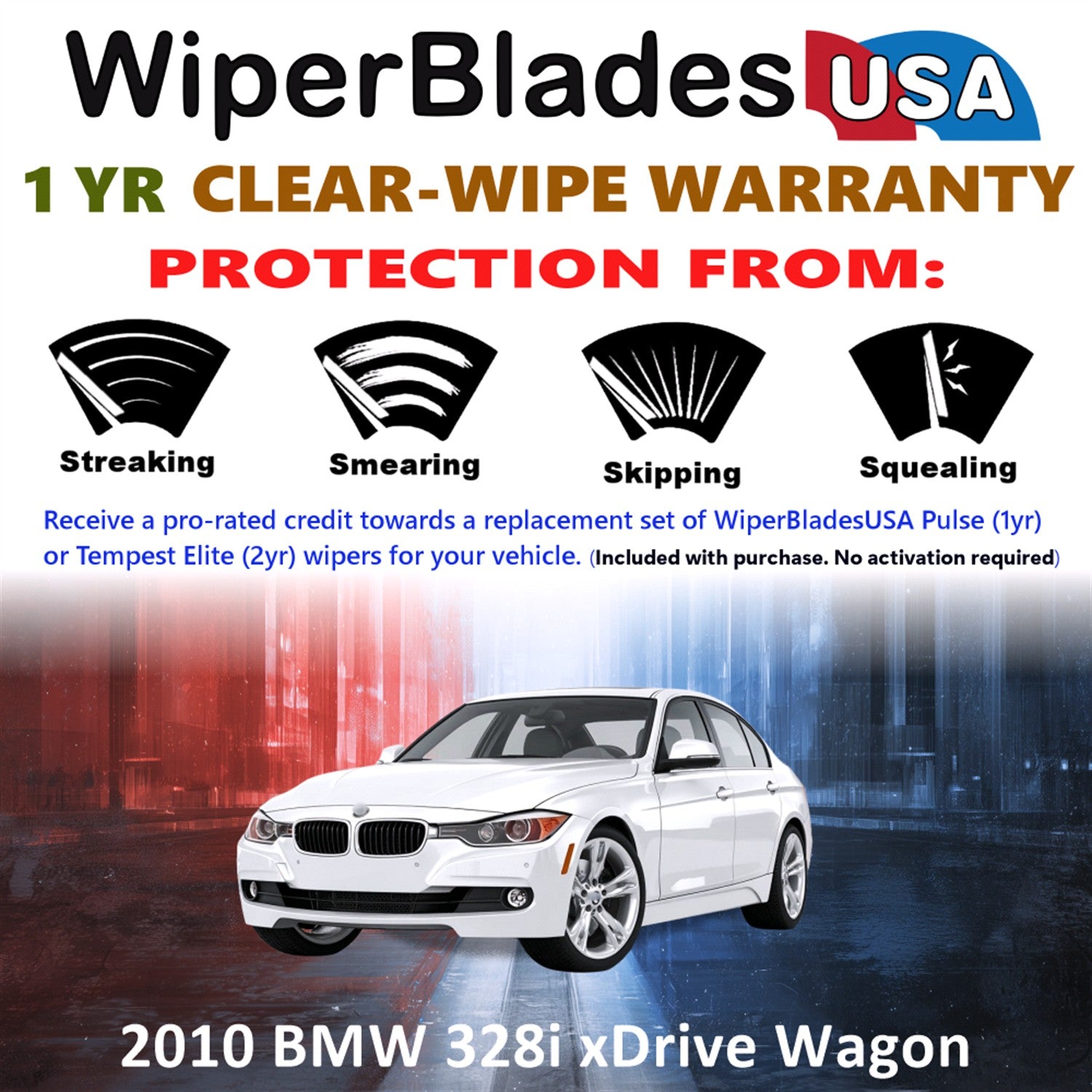 2010 BMW 328i xDrive Front Wiper blades Set Includes 1yr Wear Warranty & Free Delivery