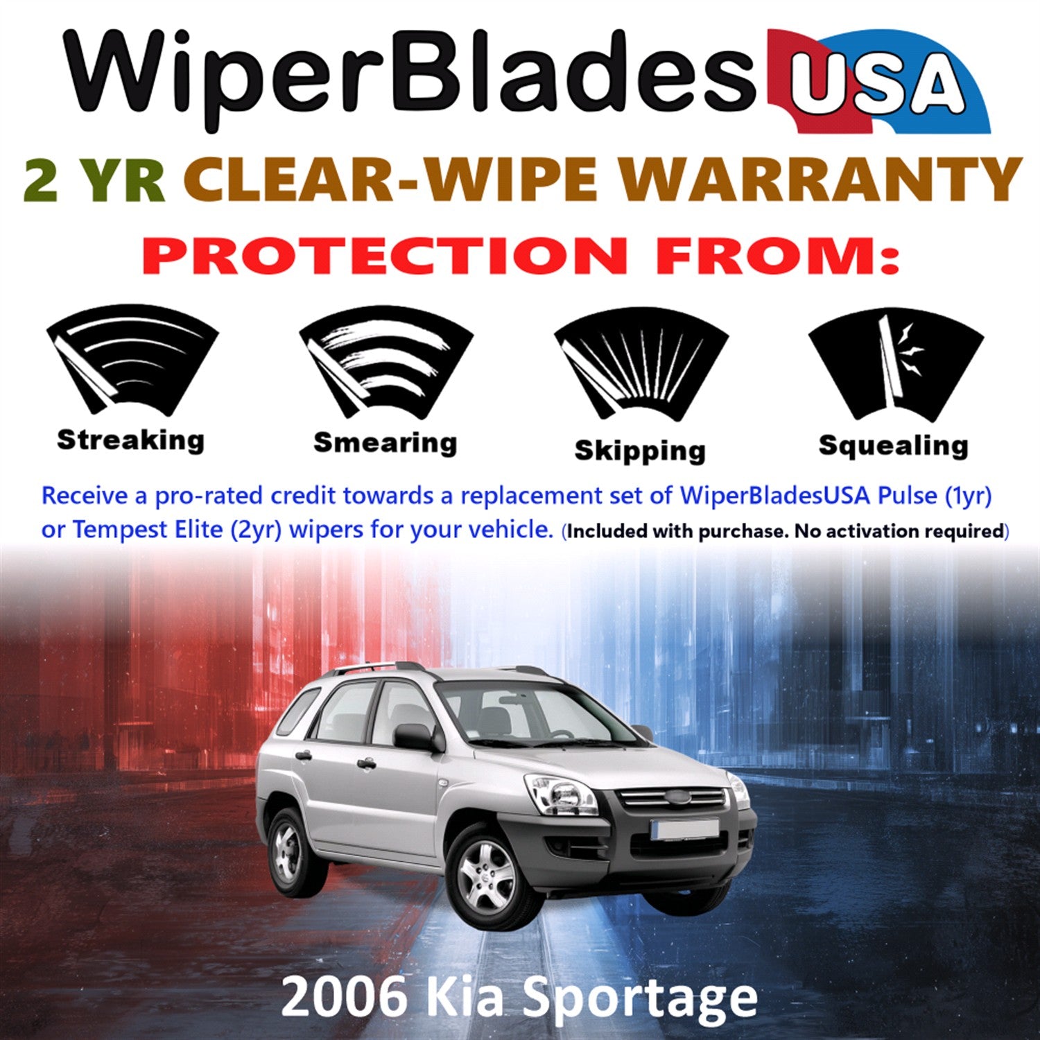 2006 Kia Sportage Front Wiper blades Set  Includes 2yr Wear Warranty & Free Delivery