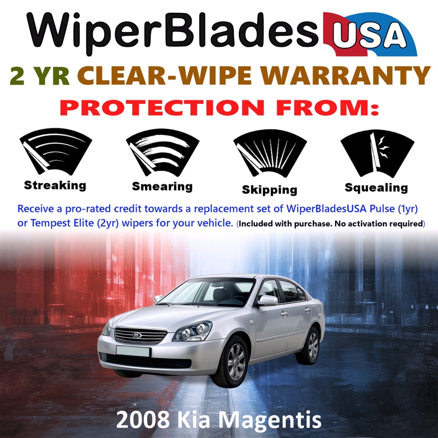 2008 Kia Magentis Front Wiper blades Set  Includes 2yr Wear Warranty & Free Delivery