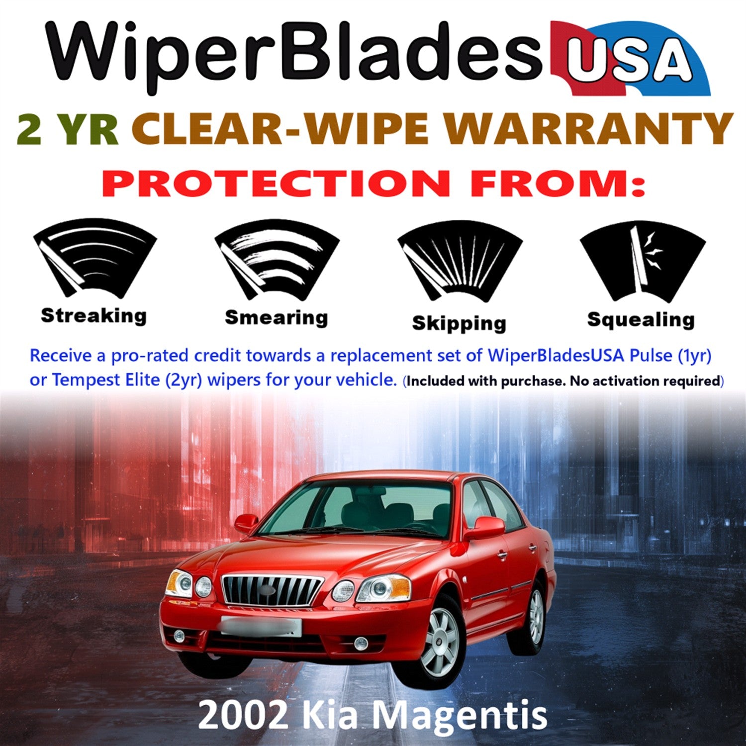 2002 Kia Magentis Front Wiper blades Set  Includes 2yr Wear Warranty & Free Delivery