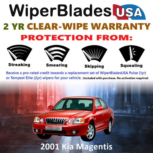 2001 Kia Magentis Front Wiper blades Set  Includes 2yr Wear Warranty & Free Delivery