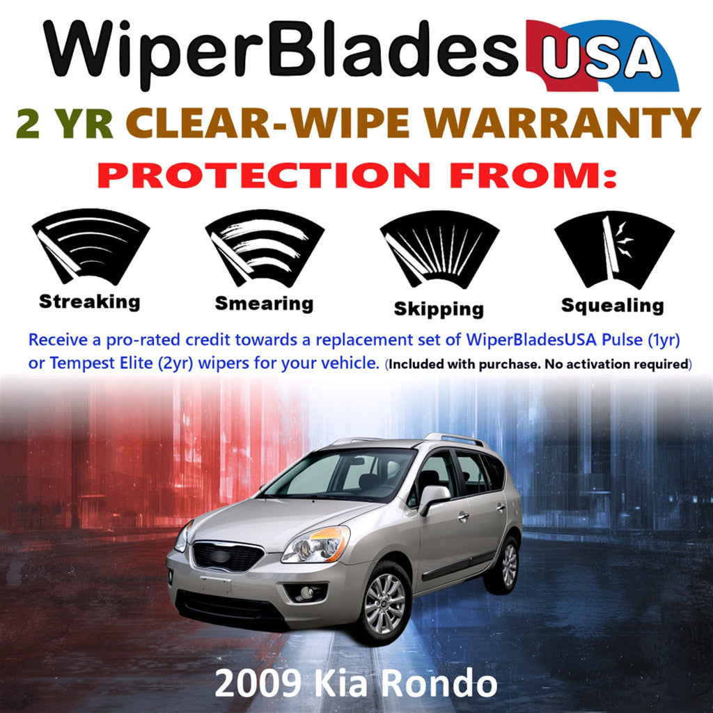 2009 Kia Rondo Front w/Rear Wiper blades Set  Includes 2yr Wear Warranty & Free Delivery