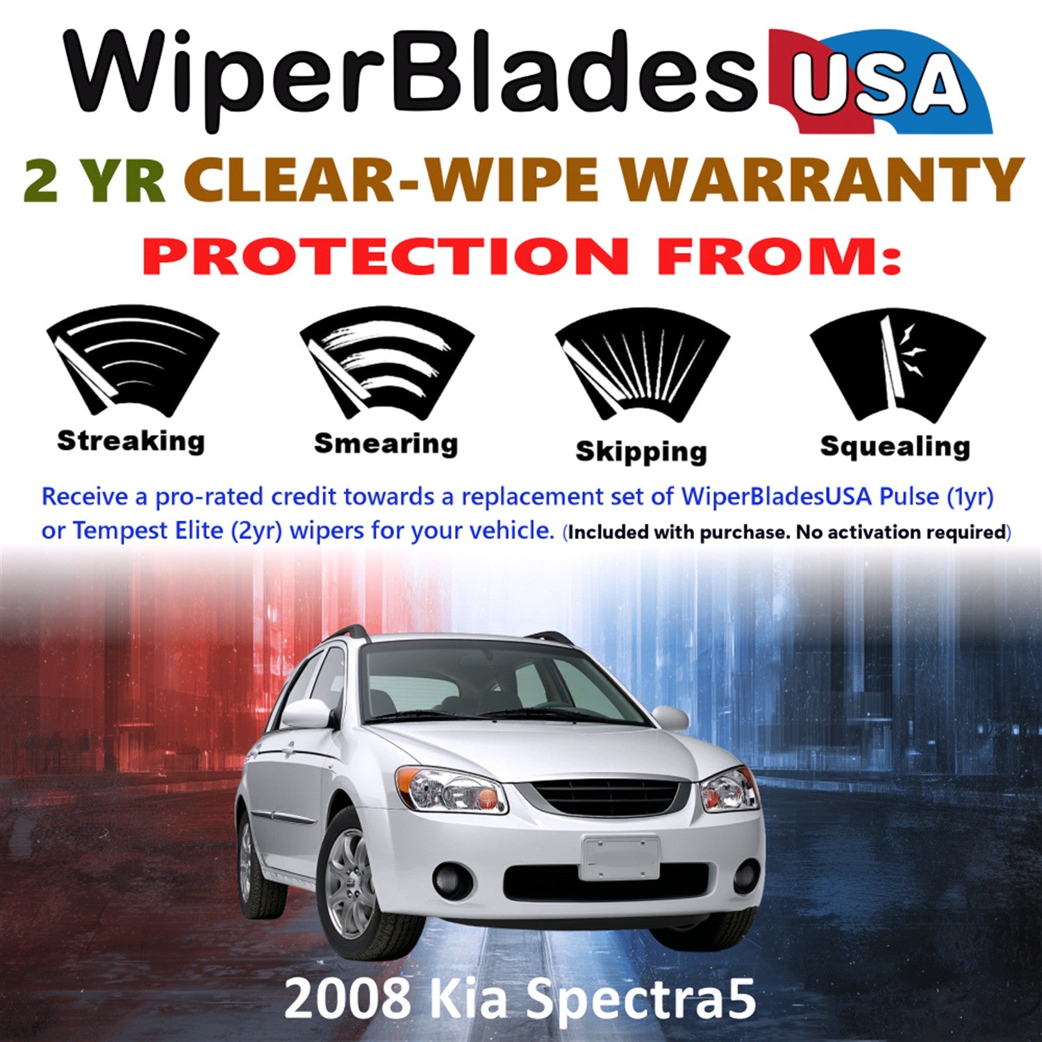 2008 Kia Spectra5 Front Wiper blades Set  Includes 2yr Wear Warranty & Free Delivery