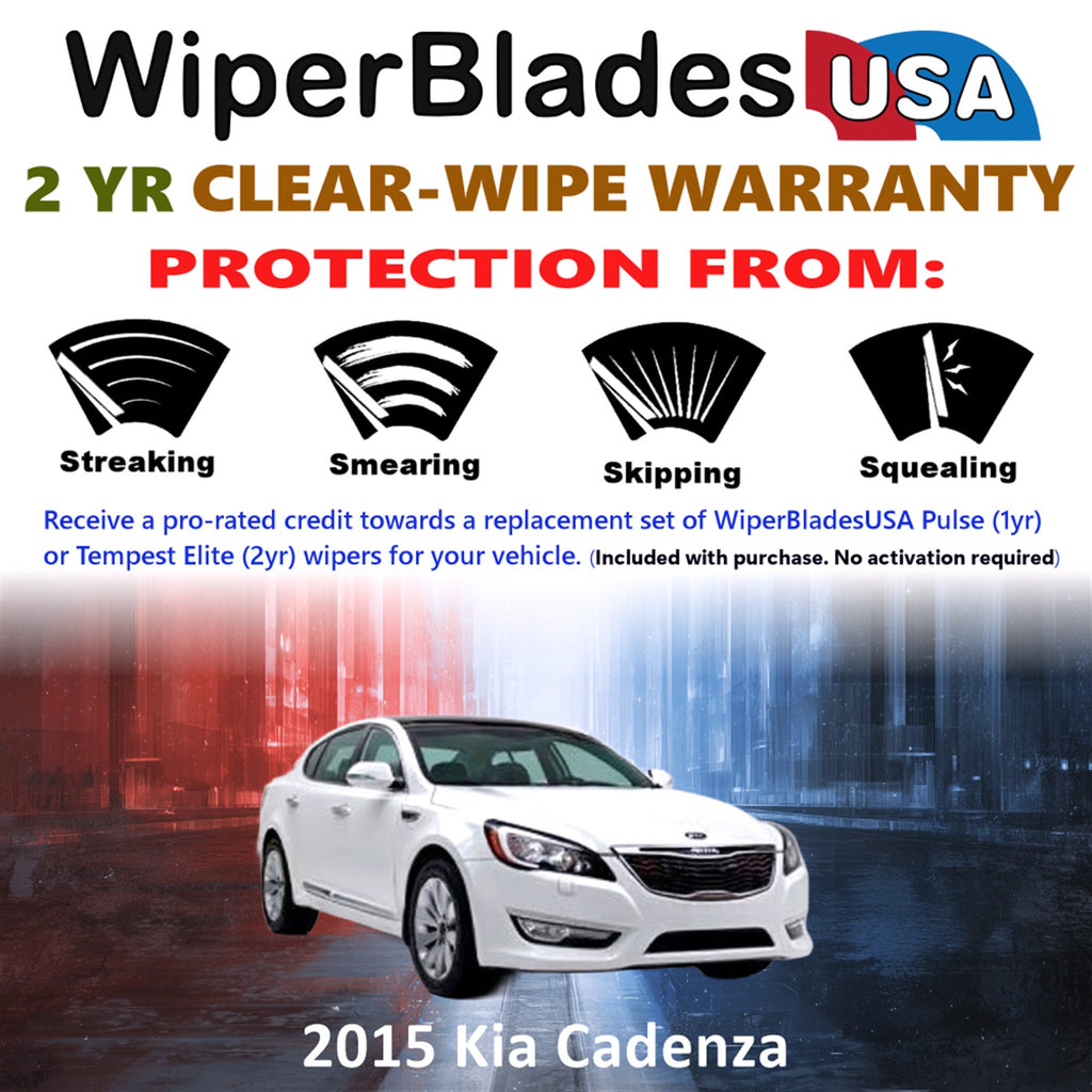 2015 Kia Cadenza Front Wiper blades Set  Includes 2yr Wear Warranty & Free Delivery
