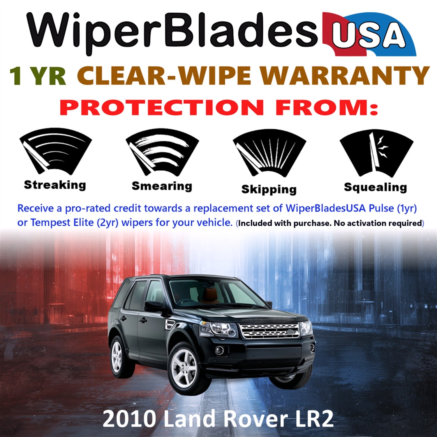2010 Land Rover LR2 Front w/Rear Wiper blades Set Includes 1yr Wear Warranty & Free Delivery