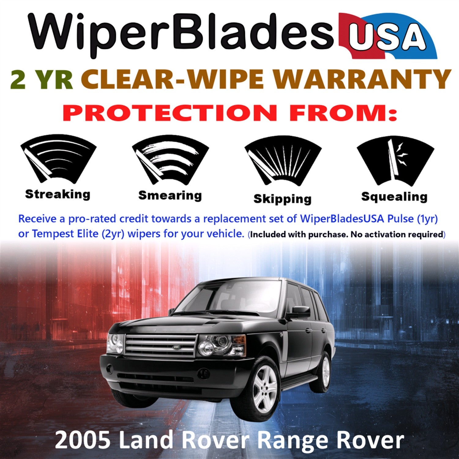 2005 Land Rover Range Rover Front w/Rear Wiper blades Set  Includes 2yr Wear Warranty & Free Delivery