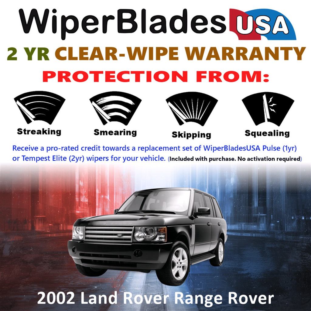 2002 Land Rover Range Rover Front w/Rear Wiper blades Set  Includes 2yr Wear Warranty & Free Delivery