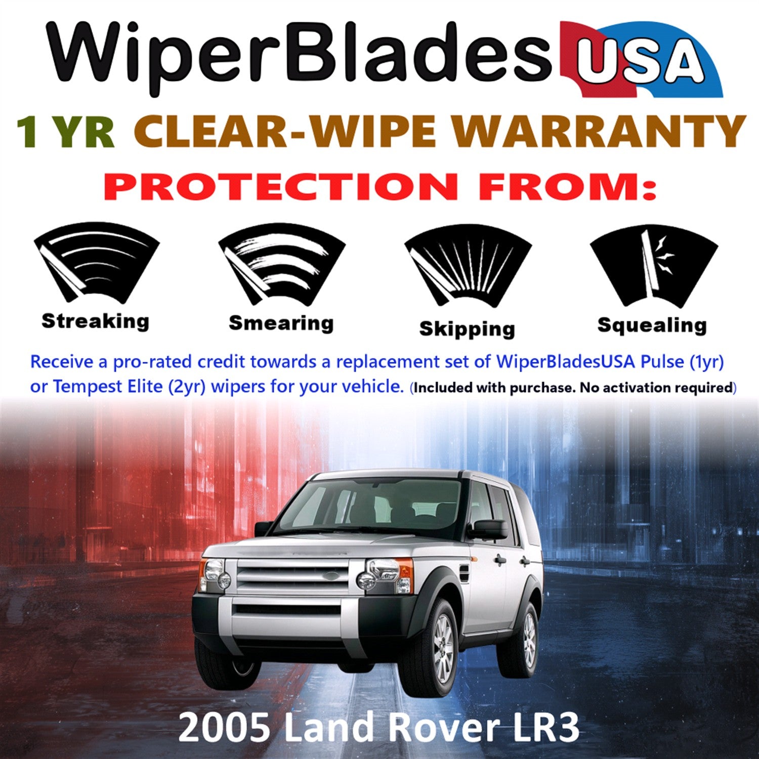 2005 Land Rover LR3 Front Wiper blades Set Includes 1yr Wear Warranty & Free Delivery