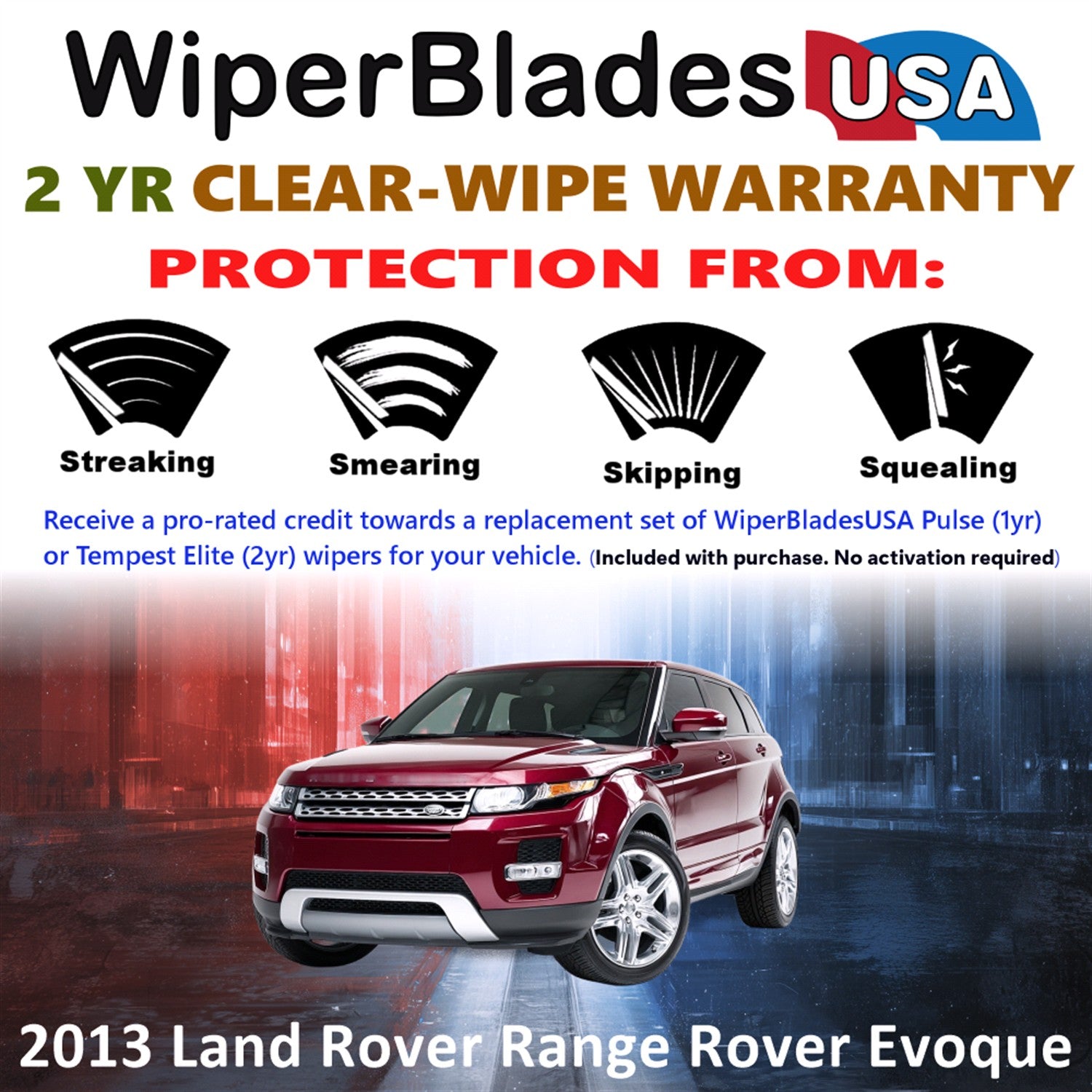 2013 Land Rover Range Rover Evoque Front Wiper blades Set  Includes 2yr Wear Warranty & Free Delivery