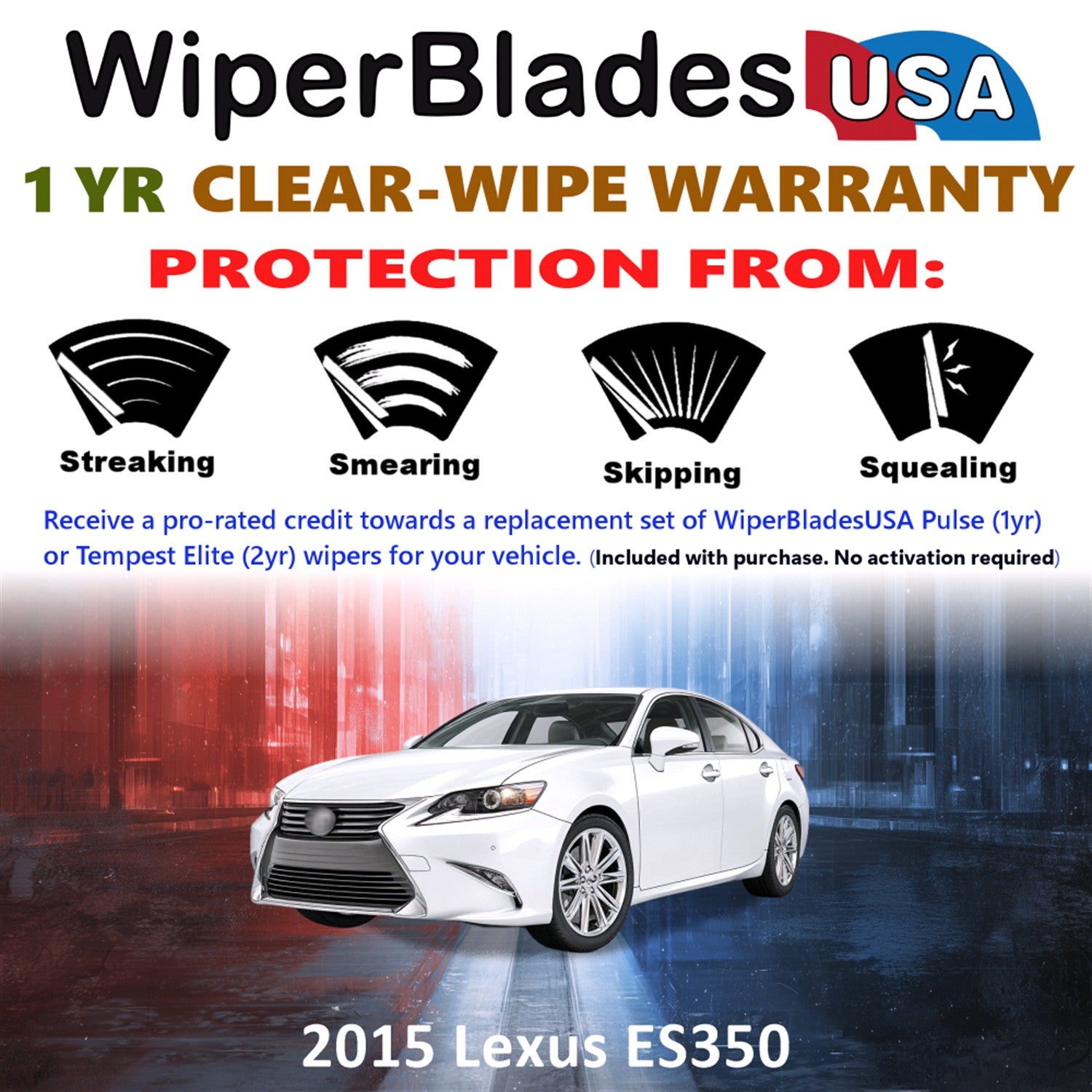2015 Lexus ES350 Front Wiper blades Set Includes 1yr Wear Warranty & Free Delivery