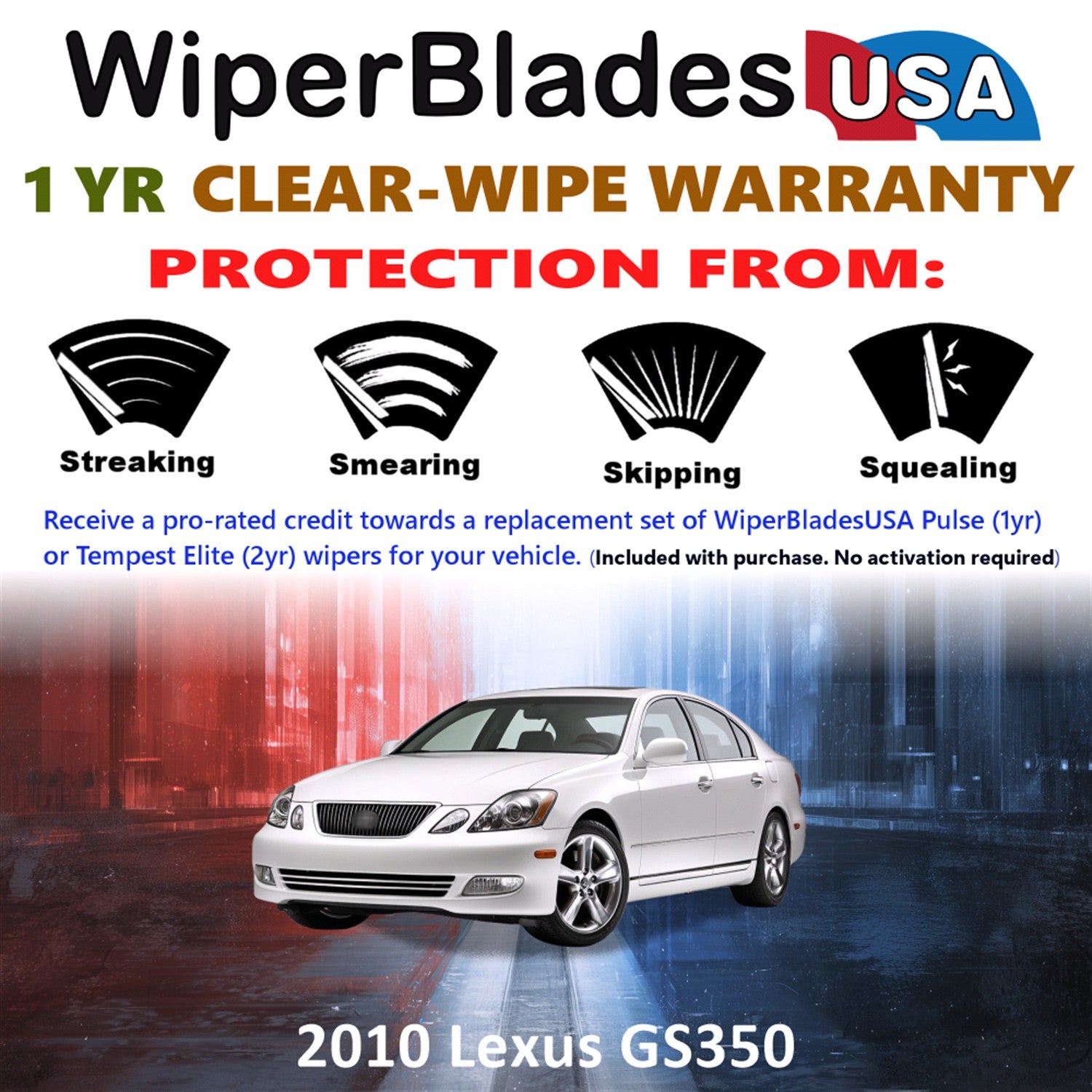 2010 Lexus GS350 Front Wiper blades Set Includes 1yr Wear Warranty & Free Delivery