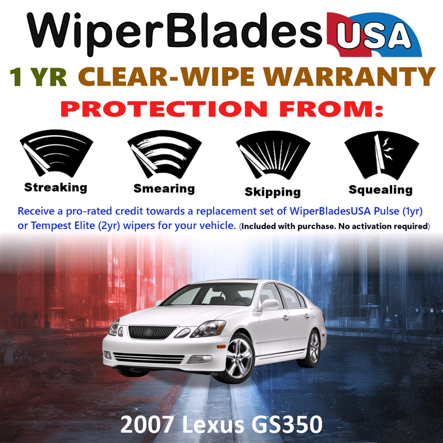 2007 Lexus GS350 Front Wiper blades Set Includes 1yr Wear Warranty & Free Delivery
