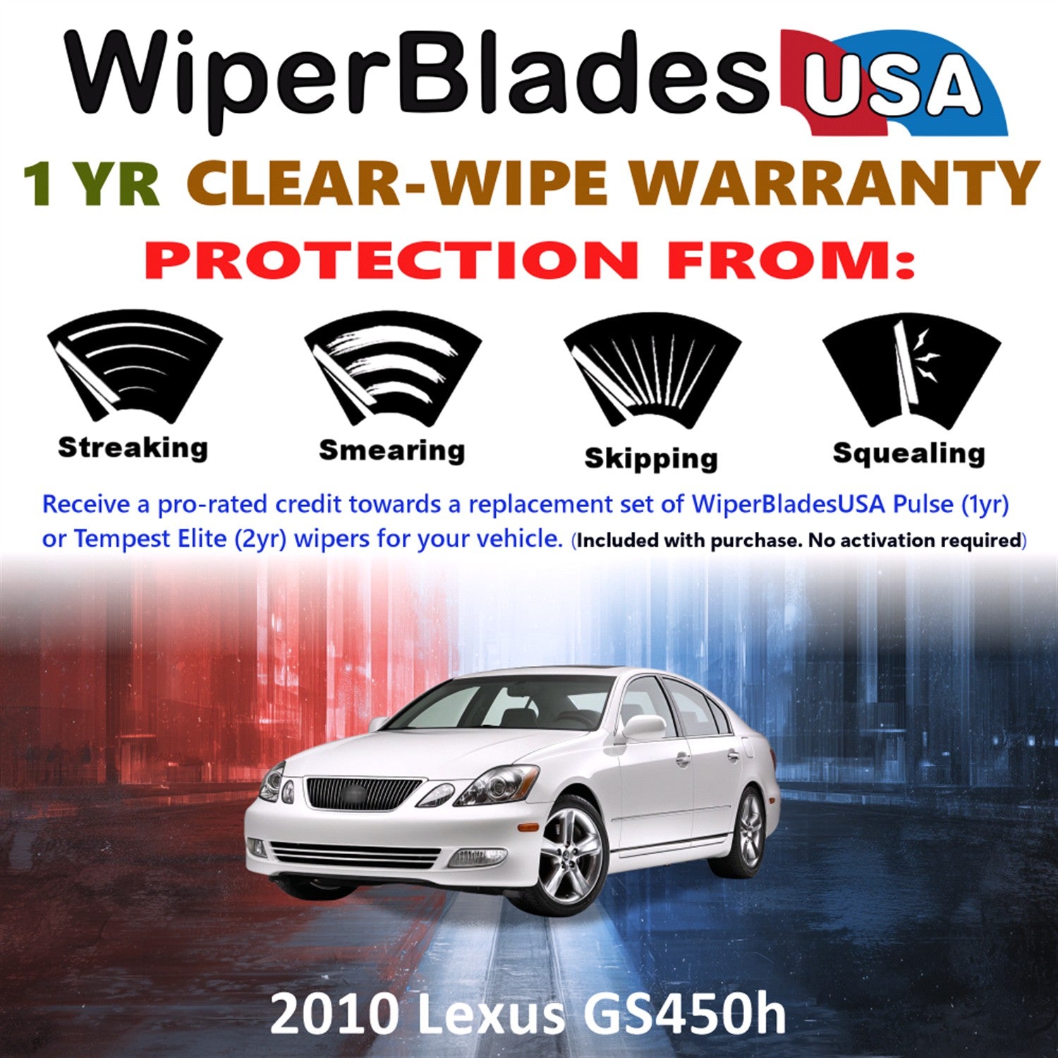 2010 Lexus GS450h Front Wiper blades Set Includes 1yr Wear Warranty & Free Delivery