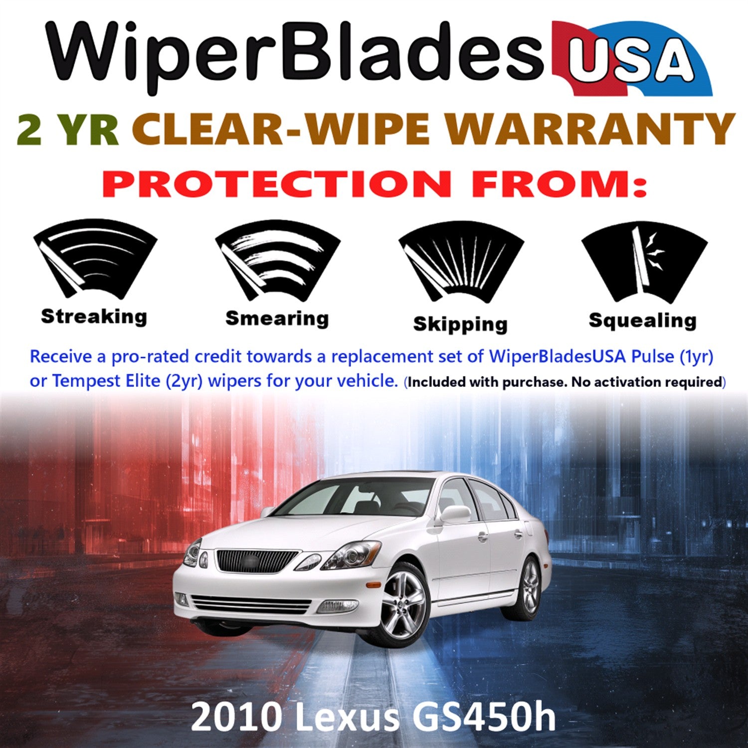 2010 Lexus GS450h Front Wiper blades Set  Includes 2yr Wear Warranty & Free Delivery