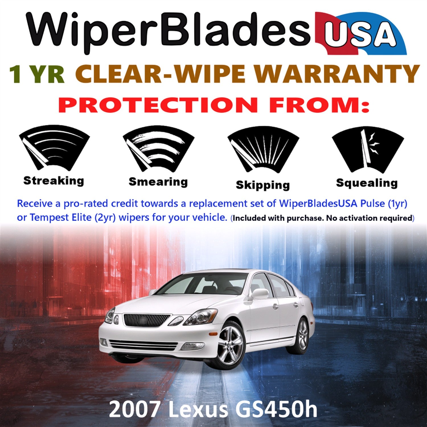 2007 Lexus GS450h Front Wiper blades Set Includes 1yr Wear Warranty & Free Delivery