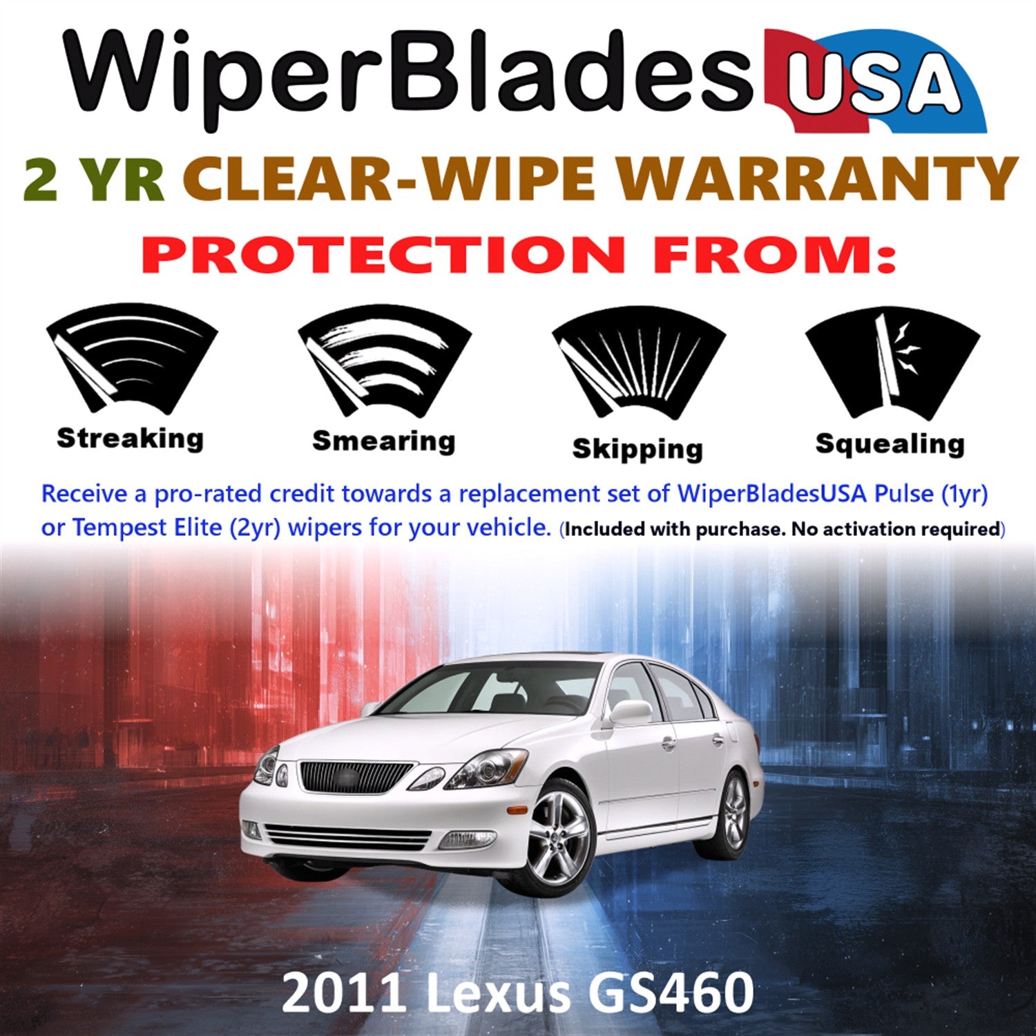 2011 Lexus GS460 Front Wiper blades Set  Includes 2yr Wear Warranty & Free Delivery