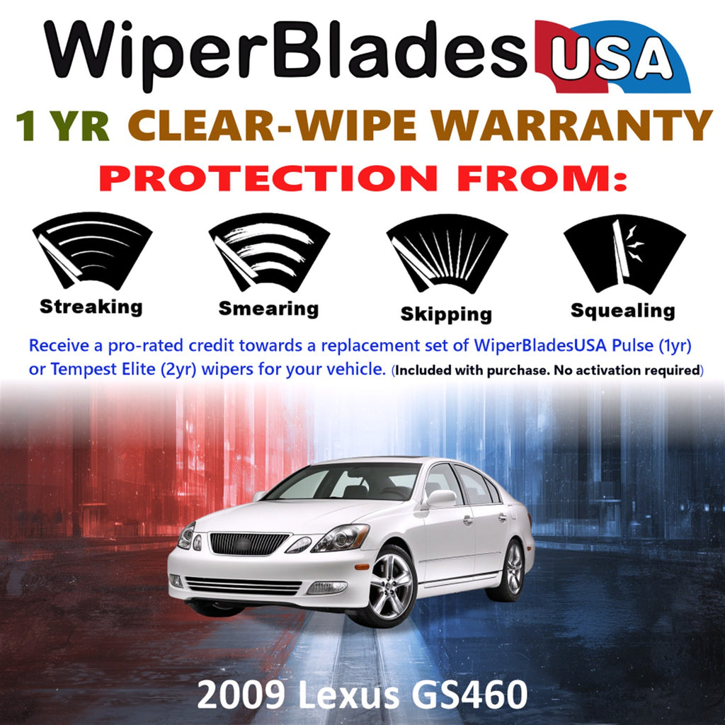 2009 Lexus GS460 Front Wiper blades Set Includes 1yr Wear Warranty & Free Delivery
