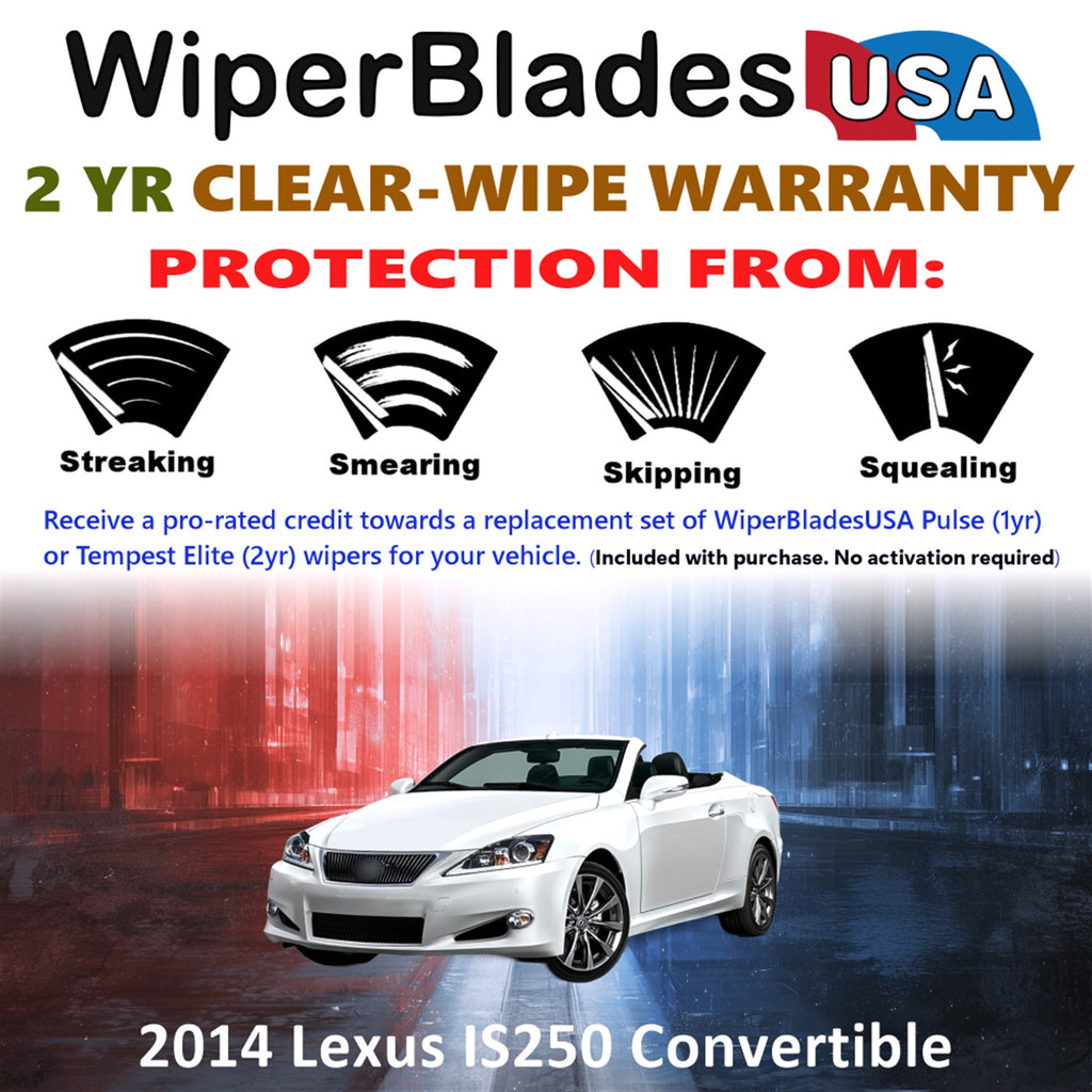2014 Lexus IS250 Front Wiper blades Set  Includes 2yr Wear Warranty & Free Delivery