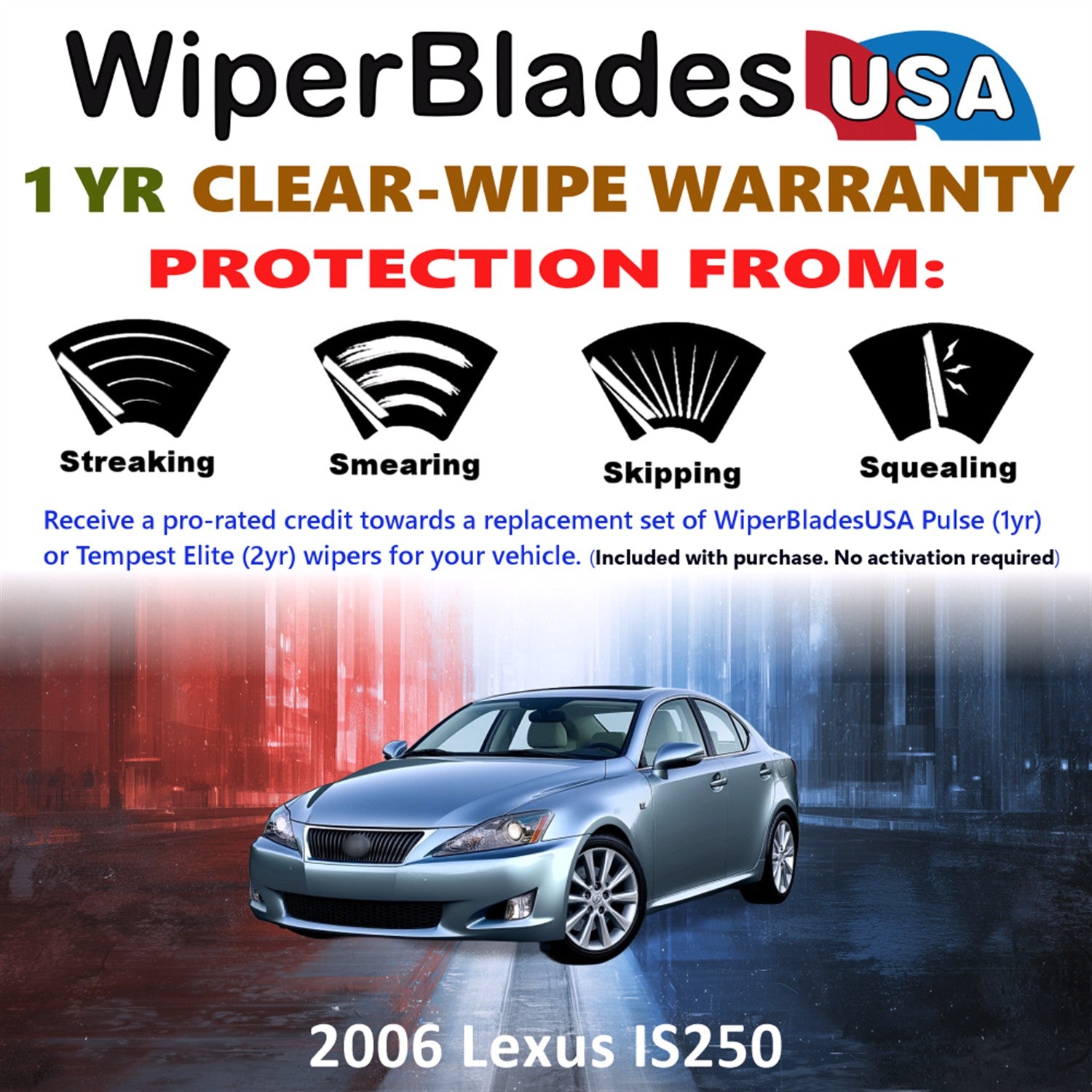 2006 Lexus IS250 Front Wiper blades Set Includes 1yr Wear Warranty & Free Delivery