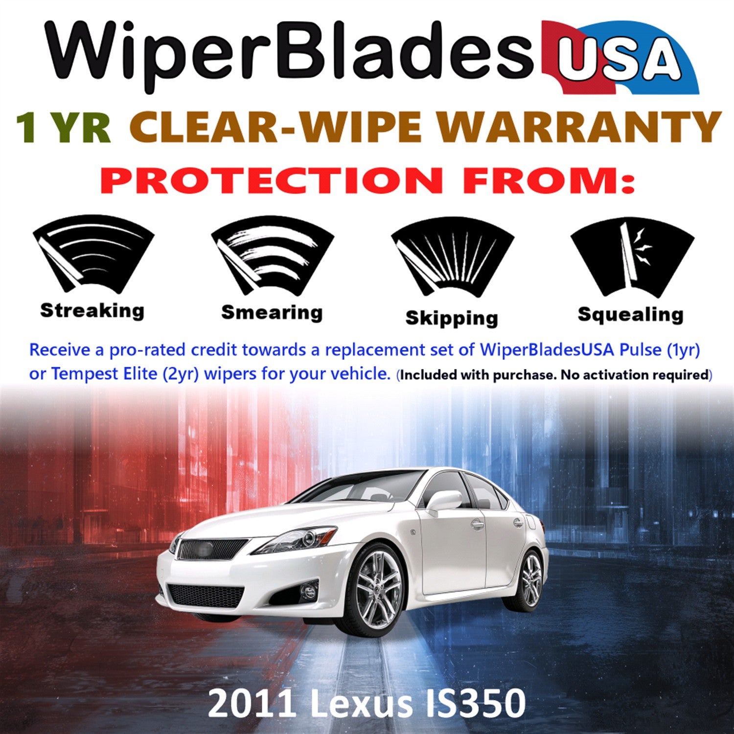 2011 Lexus IS350 Front Wiper blades Set Includes 1yr Wear Warranty & Free Delivery