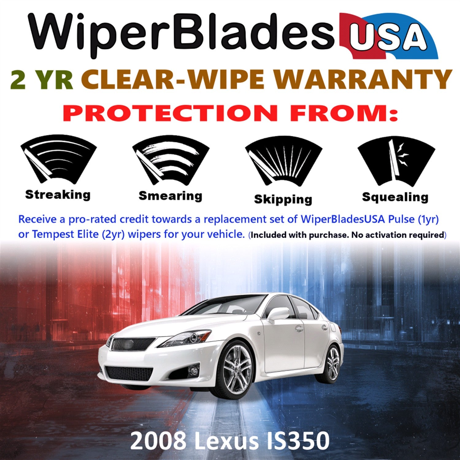 2008 Lexus IS350 Front Wiper blades Set  Includes 2yr Wear Warranty & Free Delivery