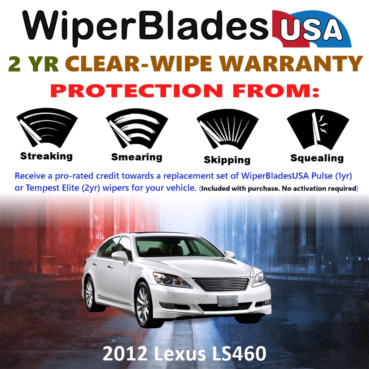 2012 Lexus LS460 Front Wiper blades Set  Includes 2yr Wear Warranty & Free Delivery